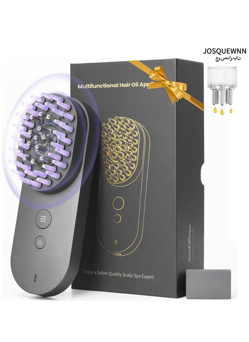 JOSQUEWNN Hair Oil Applicator, Scalp Massager Hair Growth, 3 in 1 Scalp Massage Tool, Head Scalp Massager for Relax, Cordless Electric Brush for Hair Care, Oil Dispenser Comb, Birthday Gifts, Grey  - Image 1