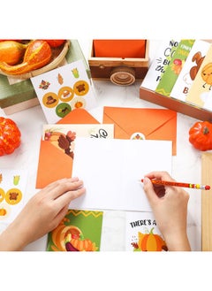 Geyoga 32 Sets Funny Thanksgiving Cards Pun Turkey Pumpkin Greeting Cards With Envelopes And Stickers, 8 Design 6 X 4'' Happy Thanksgiving Note Cards Pack For Fall Party Supplies Invitation Gifts  - Image 4