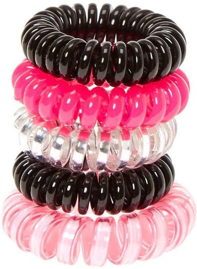 Blubby Telephone Wire Elastic Hair Bands - Transparent Rubber Scrunchies for Ponytails - Sleek and Secure Ponytail Holders for Women and Girls - Multicolor, Pack of 5 - Image 2