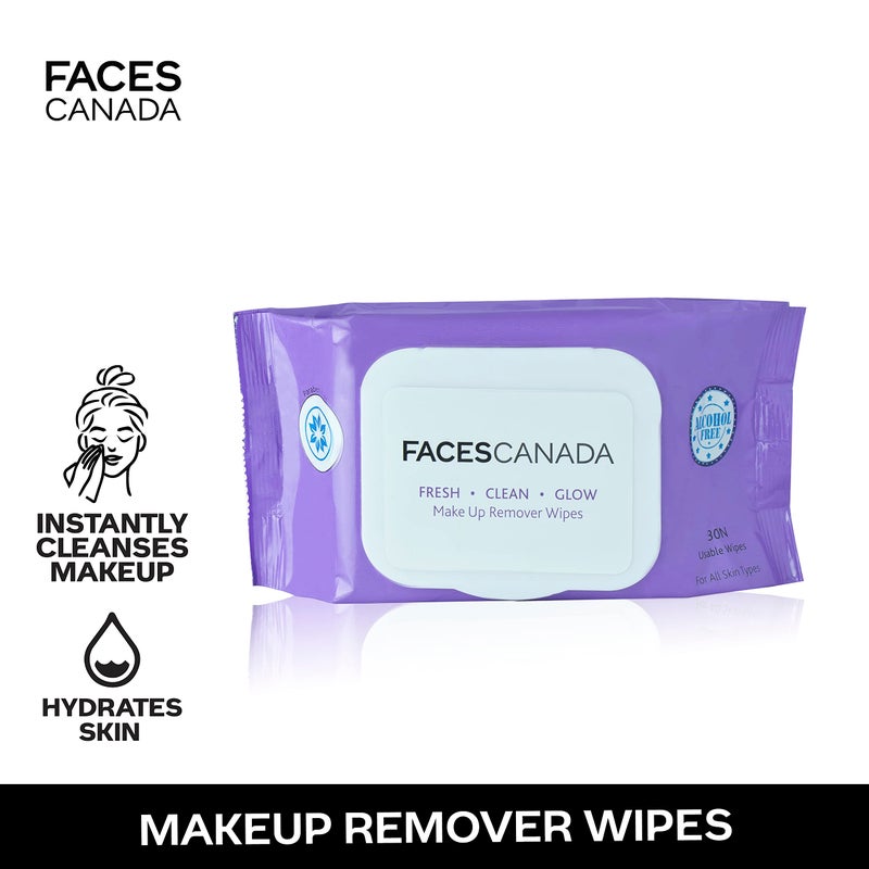 FACESCANADA Fresh Clean Glow Makeup Remover Face Wipes | Gentle Facial Towelettes | Ultra Soft | Removes Oil, Dirt & Makeup | Alcohol Free (30 Wipes) - Image 2