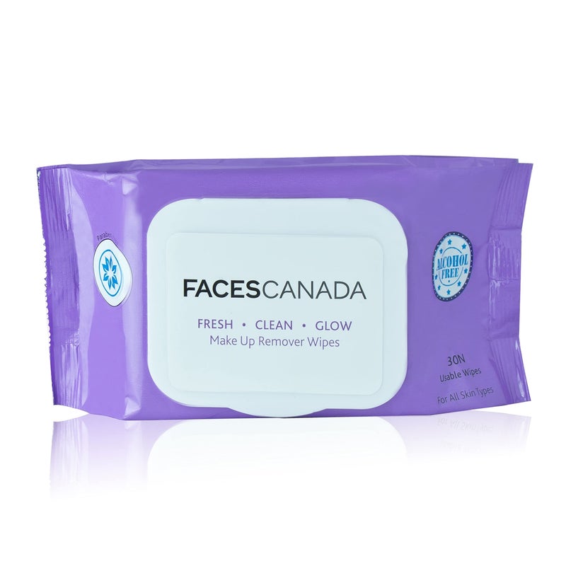 FACESCANADA Fresh Clean Glow Makeup Remover Face Wipes | Gentle Facial Towelettes | Ultra Soft | Removes Oil, Dirt & Makeup | Alcohol Free (30 Wipes) - Image 1
