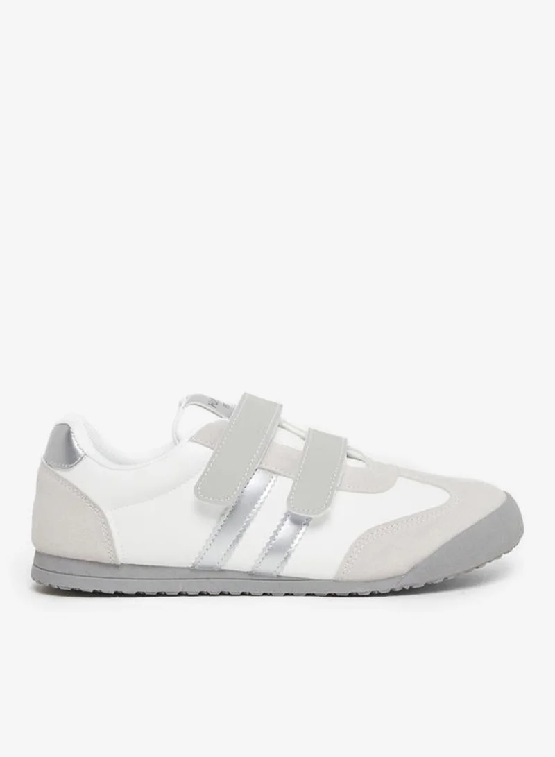 ستايلي اكتيف سنيكرز نسائي فضي مخطط بشريط لاصق