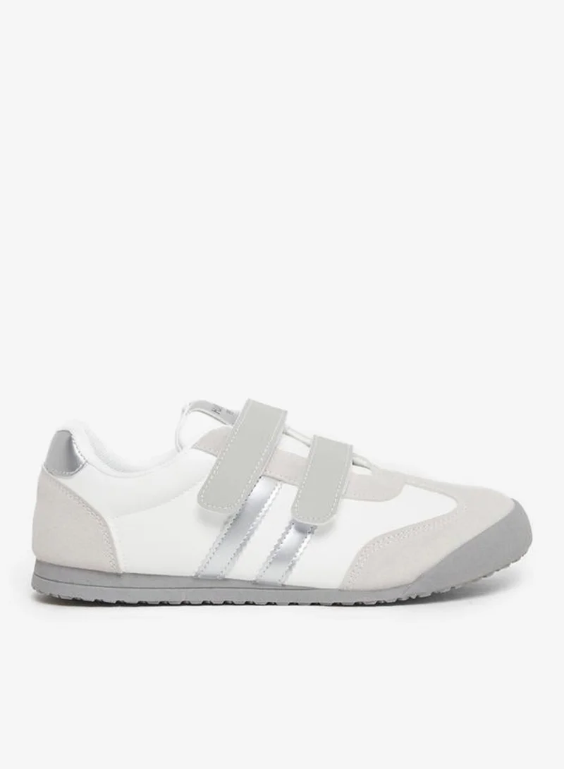 ستايلي اكتيف سنيكرز نسائي فضي مخطط بشريط لاصق