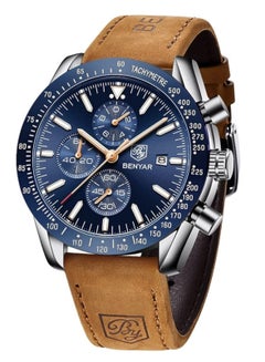 BENYAR Watches for Men Watch Quartz Luxury Leather Waterproof Chronograph Watch 5140  - Image 1