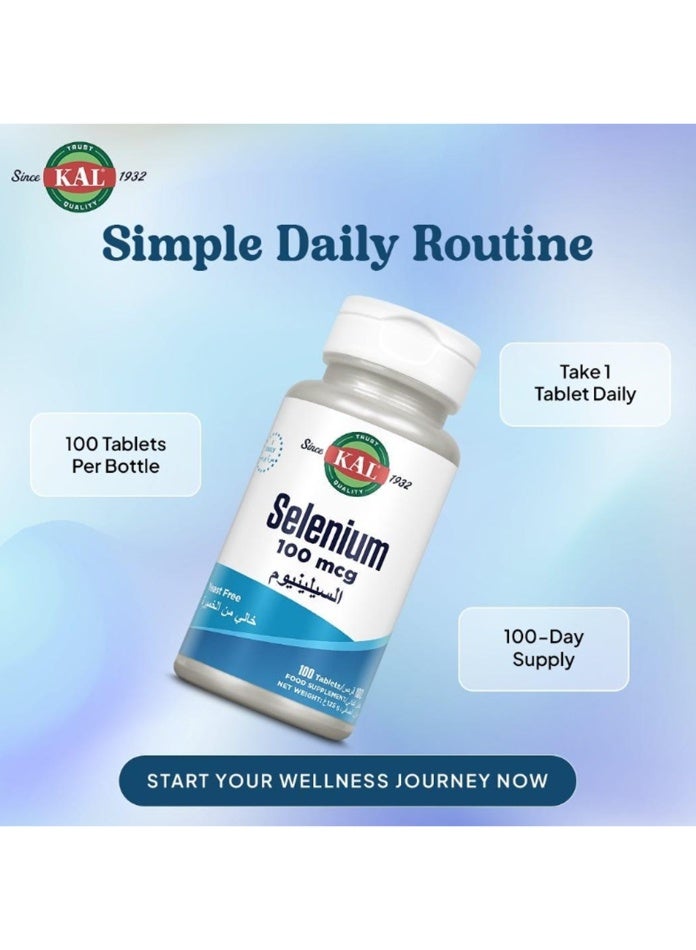 KAL Selenium 100mcg Yeast Free - 100 Tablets - Image 2