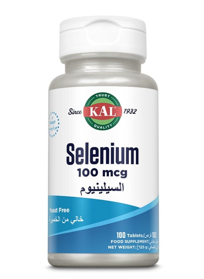 KAL Selenium 100mcg Yeast Free - 100 Tablets - Image 1