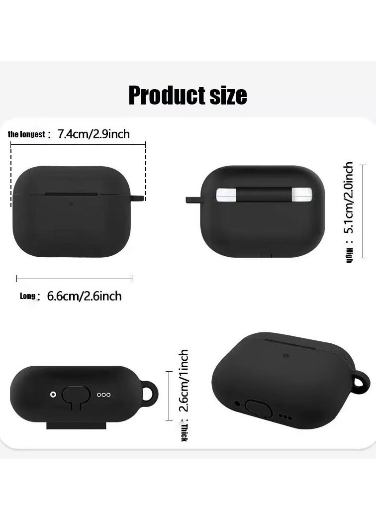 دكينج حافظة واقية ناعمة من السيليكون مناسبة لـ Airpods Pro 3 [2025]، تأتي مع أدوات تنظيف وسلسلة مفاتيح، حافظة مضادة للصدمات ومقاومة للأوساخ (باللون الأسود) - Image 4