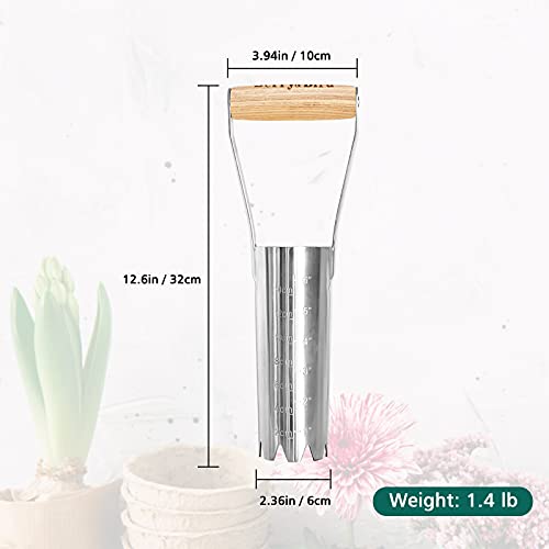 Berry&Bird Garden Bulb Planter with 6 inches Depth Mark, Garden Bulb Transplanter Tool with Wooden Handle, Stainless Steel Soil Release Tool for Transplanting Digging Planting Flowers - Image 5