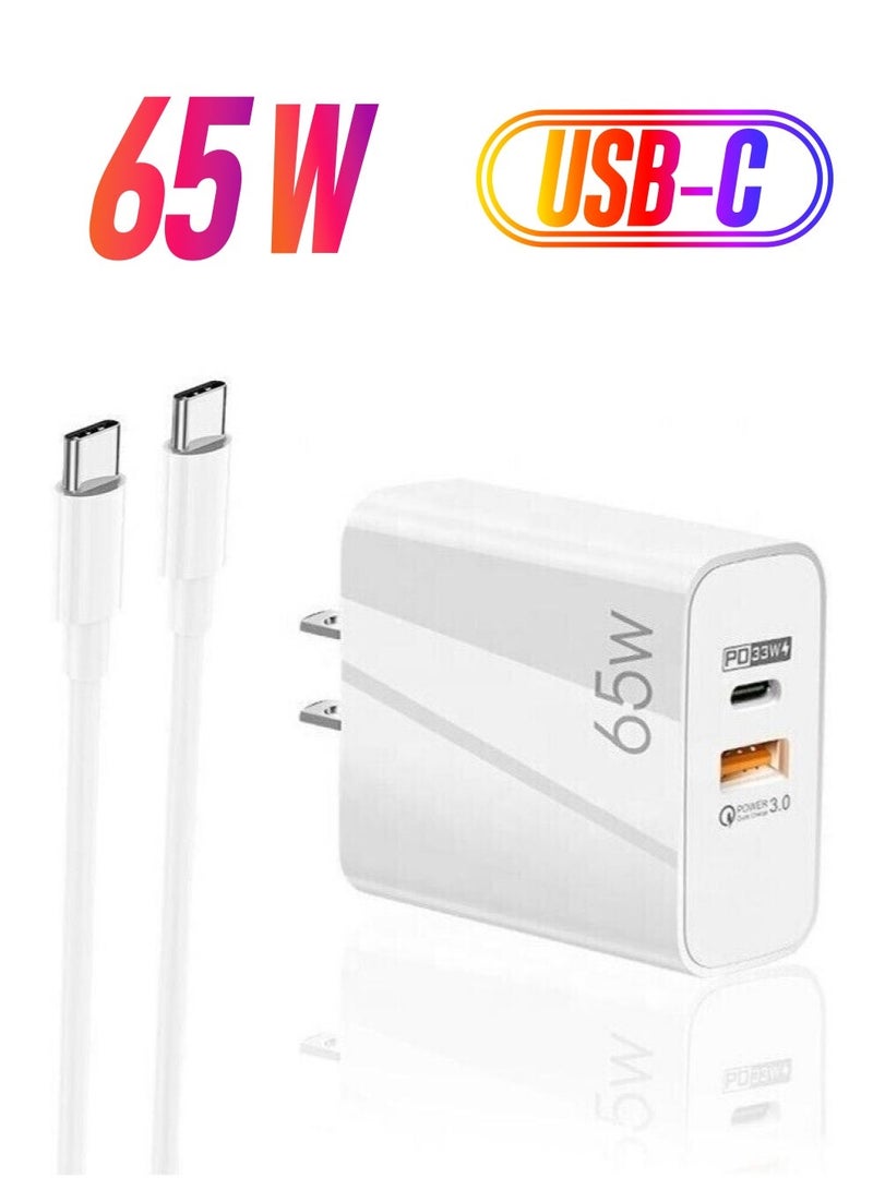65W Fast Charge Adapter For MacBook Pro Laptop Type C PD Quick Phone Charger For iPhone 13 11 iPad Huawei Samsung - Image 1