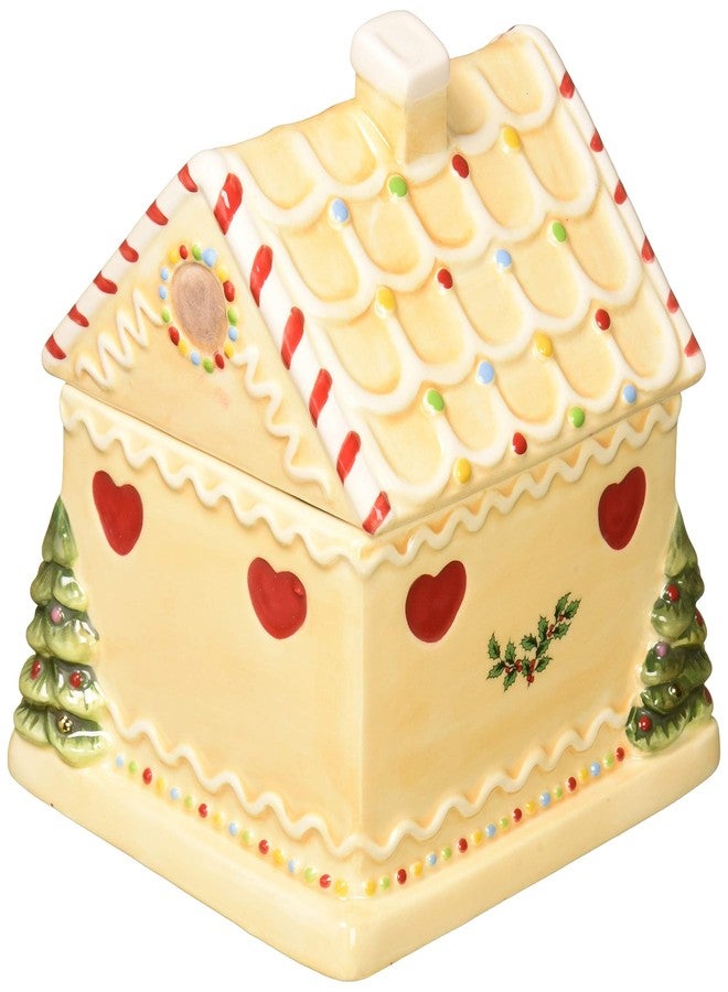 Spode Christmas Tree Gingerbread House Candy Jar - 7-Inch Christmas Cookie Jar in Fine Earthenware - Decorative Candy Storage Jar with Lid for Holiday Kitchen Counter, Cookies, and Treats - Image 3