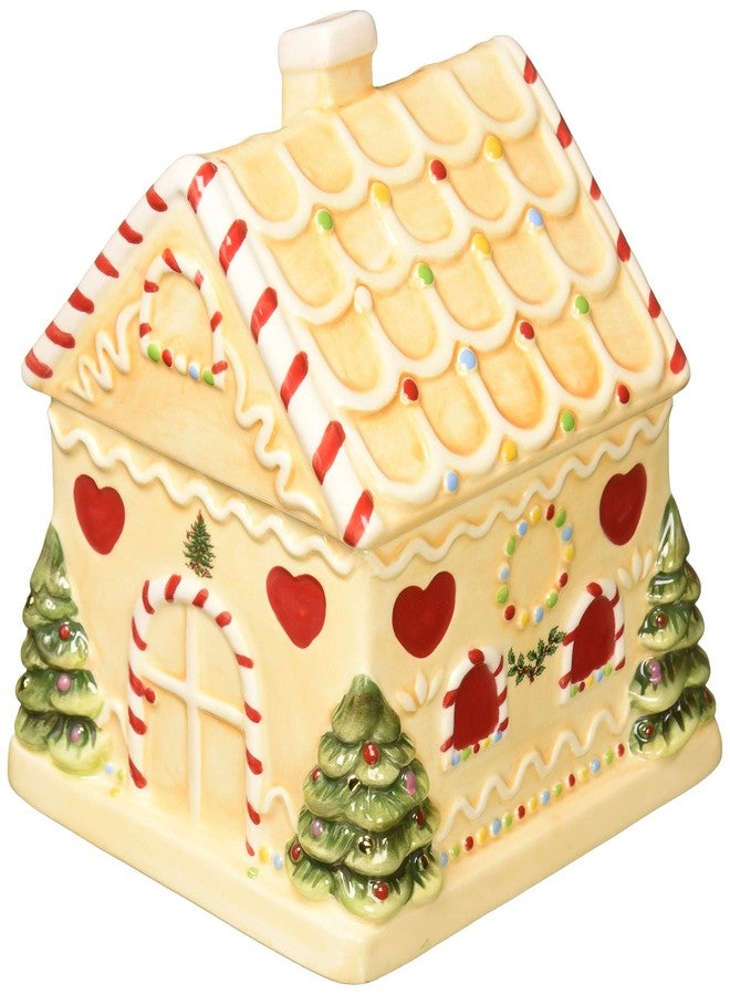 Spode Christmas Tree Gingerbread House Candy Jar - 7-Inch Christmas Cookie Jar in Fine Earthenware - Decorative Candy Storage Jar with Lid for Holiday Kitchen Counter, Cookies, and Treats - Image 2