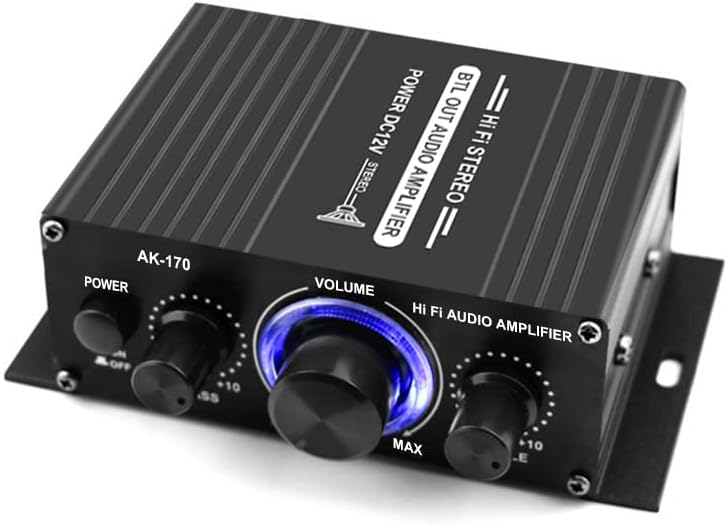 مضخم الطاقة، AK170 12V مضخم صوت مصغر رقمي مستقبل الصوت AMP قناتان 20 واط + 20 واط تحكم في الجهير والثلاثي للاستخدام في السيارة والمنزل - Image 1