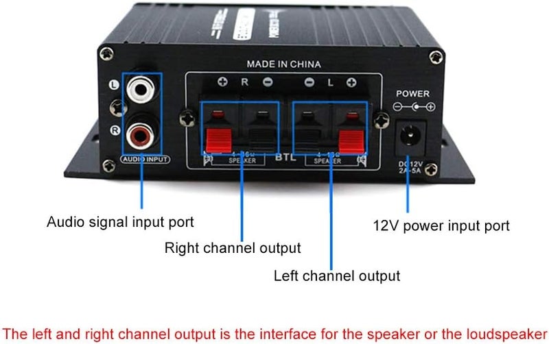 مضخم الطاقة، AK170 12V مضخم صوت مصغر رقمي مستقبل الصوت AMP قناتان 20 واط + 20 واط تحكم في الجهير والثلاثي للاستخدام في السيارة والمنزل - Image 3