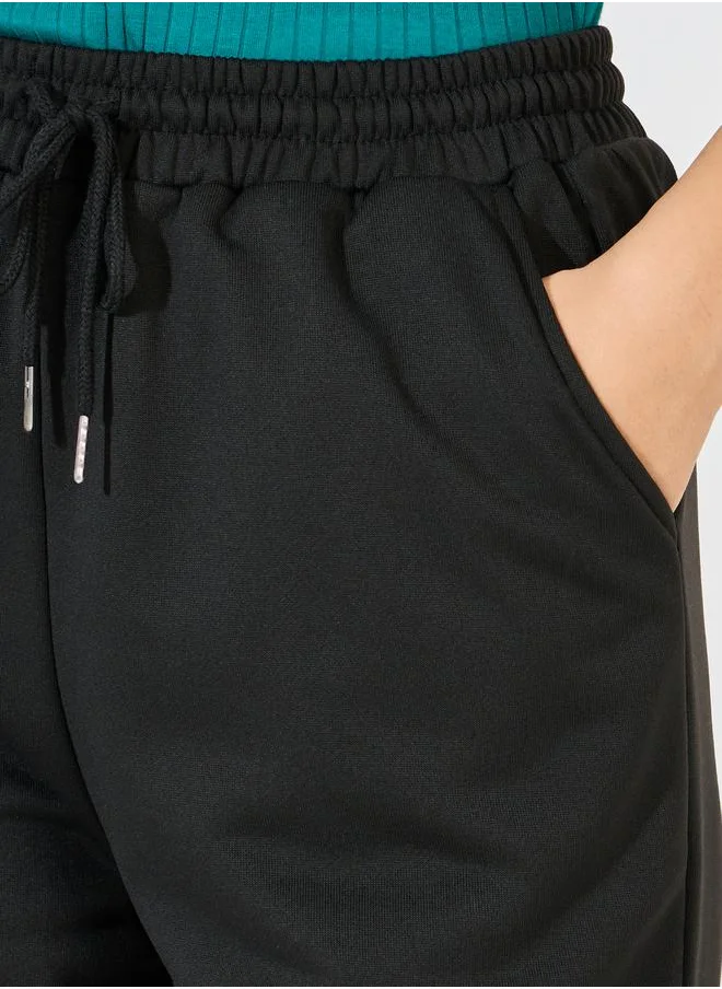 Styli Solid Wide Leg Joggers with Drawstring Closure