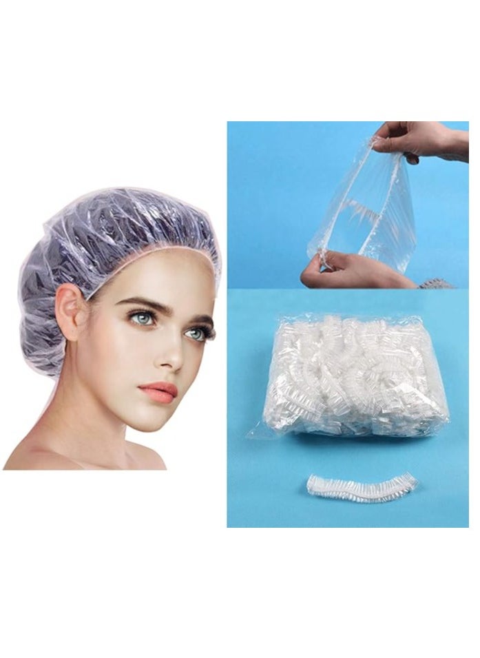 Vaultex - Shower Cap Disposable - 100 Pcs  Waterproof Shower Caps Normal Size, Clear - Image 1