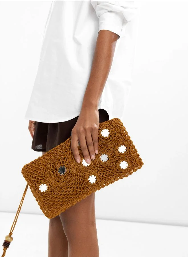 PARFOIS Mesh handbag with mirror effect