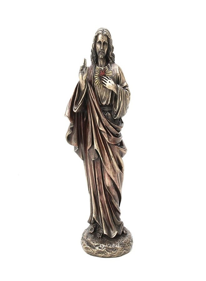 Veronese Design 8 1/4" Tall Sacred Heart of Jesus Cold Cast Bronzed Resin Statue Religious Sculpture Home Decor Gift - Image 1