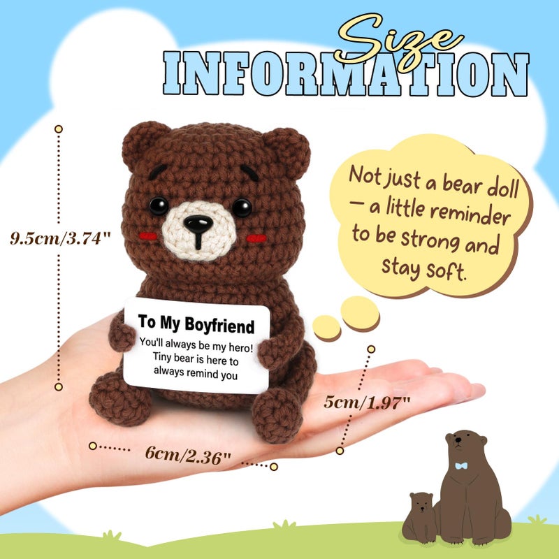 Glydein Gifts for Boyfriend, to My Boyfriend Handmade Positive Crochet Bear Decor, Boyfriends Gifts for Christmas Birthday Valentines, Anniversary Present for Him, I Love You Gift for Him - Image 3