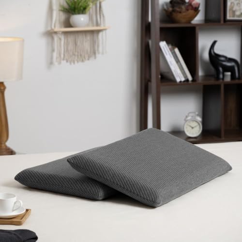 Wakefit Memory Foam Pillow | 1 Year Warranty | Orthopedic Pillows for Neck Pain, Pillow Memory Foam, Memory Pillow for Sleeping (25 x 15 x 2.5 inch, Set of 2 - Dark Grey, Large - Slim) - Image 2