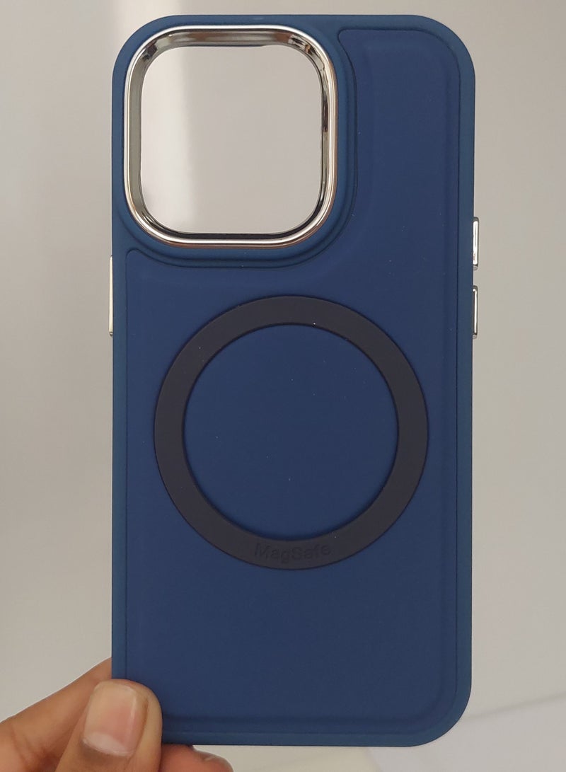 Mocome Case for Iphone Max series for Iphone 14 Pro Hard Silicone With Magsafe Blue Colour - Image 1
