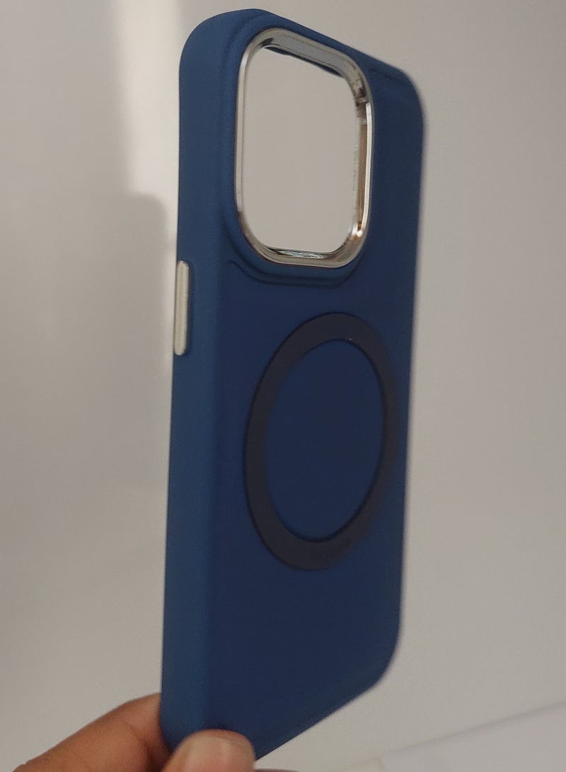 Mocome Case for Iphone Max series for Iphone 14 Pro Hard Silicone With Magsafe Blue Colour - Image 2