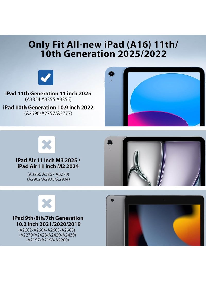 ملبوس حافظة لجهاز iPad (A16) الجيل الحادي عشر مقاس 11 بوصة 2025، حافظة للجيل العاشر من iPad مقاس 10.9 بوصة 2022 مع حامل قلم،غطاء وقائي نحيف مع ظهر شفاف،وظيفة التشغيل/الإيقاف التلقائي، (أزرق) - Image 2