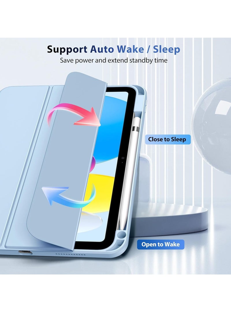 ملبوس حافظة لجهاز iPad (A16) الجيل الحادي عشر مقاس 11 بوصة 2025، حافظة للجيل العاشر من iPad مقاس 10.9 بوصة 2022 مع حامل قلم،غطاء وقائي نحيف مع ظهر شفاف،وظيفة التشغيل/الإيقاف التلقائي، (أزرق) - Image 5