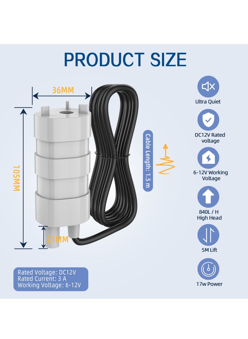 Generic Submersible Water Pump ,DC 12V ,High Flow 3A 840 L/H ,Micro Motor Water Pump for Motor Homes, Ponds, Aquariums, and Fountains  - Image 3