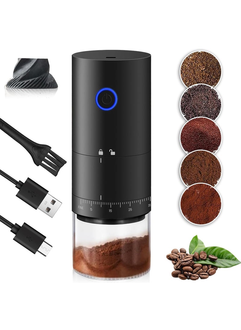 Black electric coffee grinder, body made of ABS+acrylic material and built-in ceramic grinding core, portable USB rechargeable coffee bean grinder, suitable for home and travel, size 7*7*18 cm  - Image 2