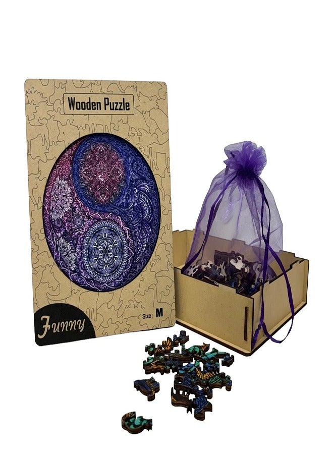 200 قطعة من احجيات الصور الخشبية ، شعار طاقة ين يان احجية خشبية ثلاثية الابعاد - Image 1