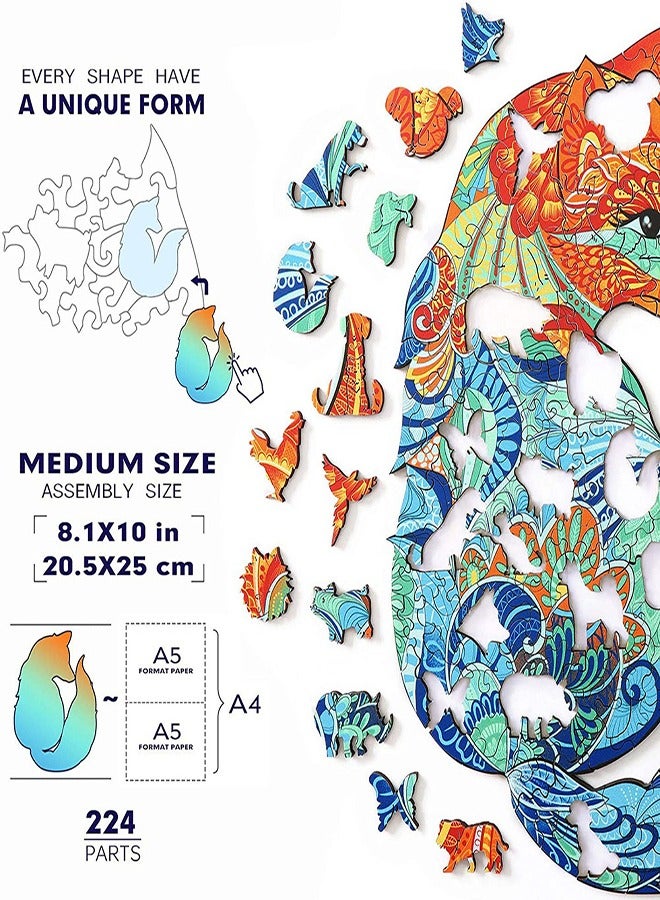 200 قطعة من احجيات الصور الخشبية ، شعار طاقة ين يان احجية خشبية ثلاثية الابعاد - Image 4