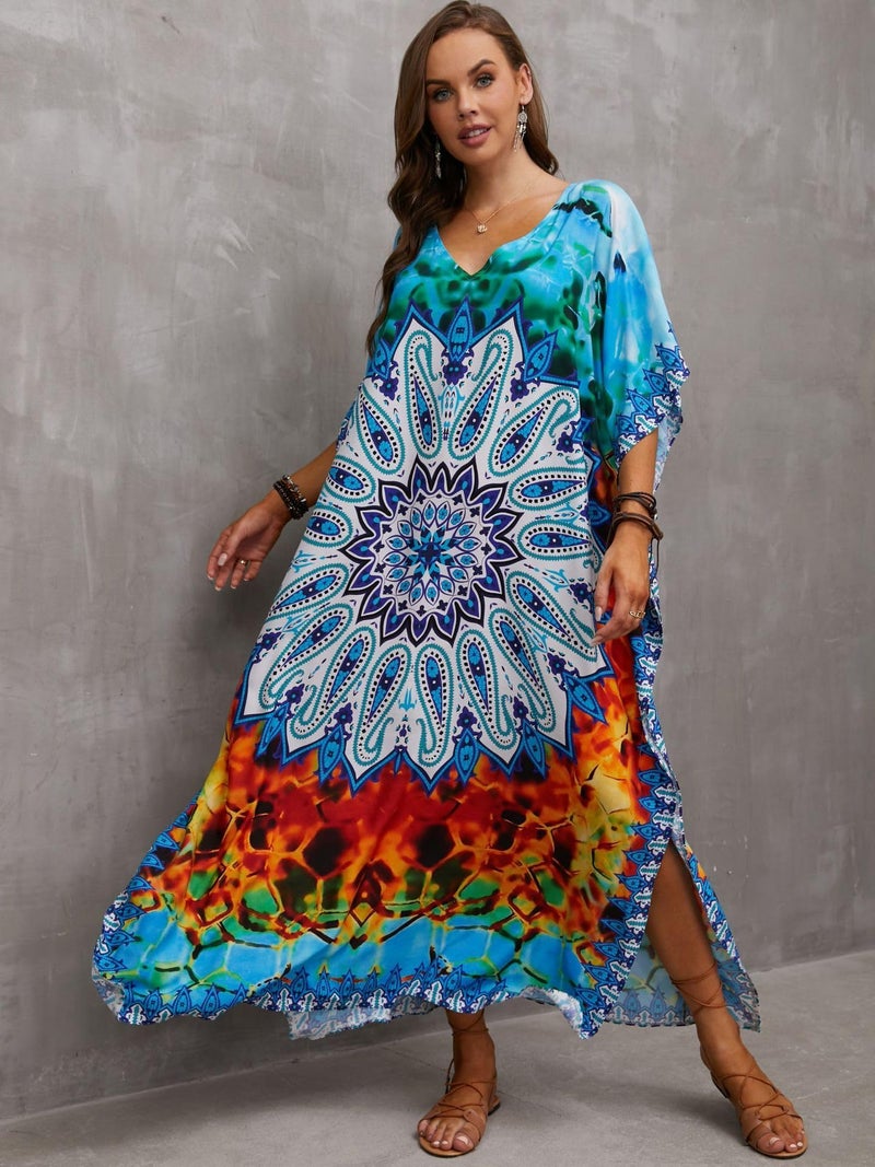 IMAGEKOPE Kaftan Dresses for Women Plus Size Bathing Suit Cover up Caftan Maxi Beach Dresses - Image 3