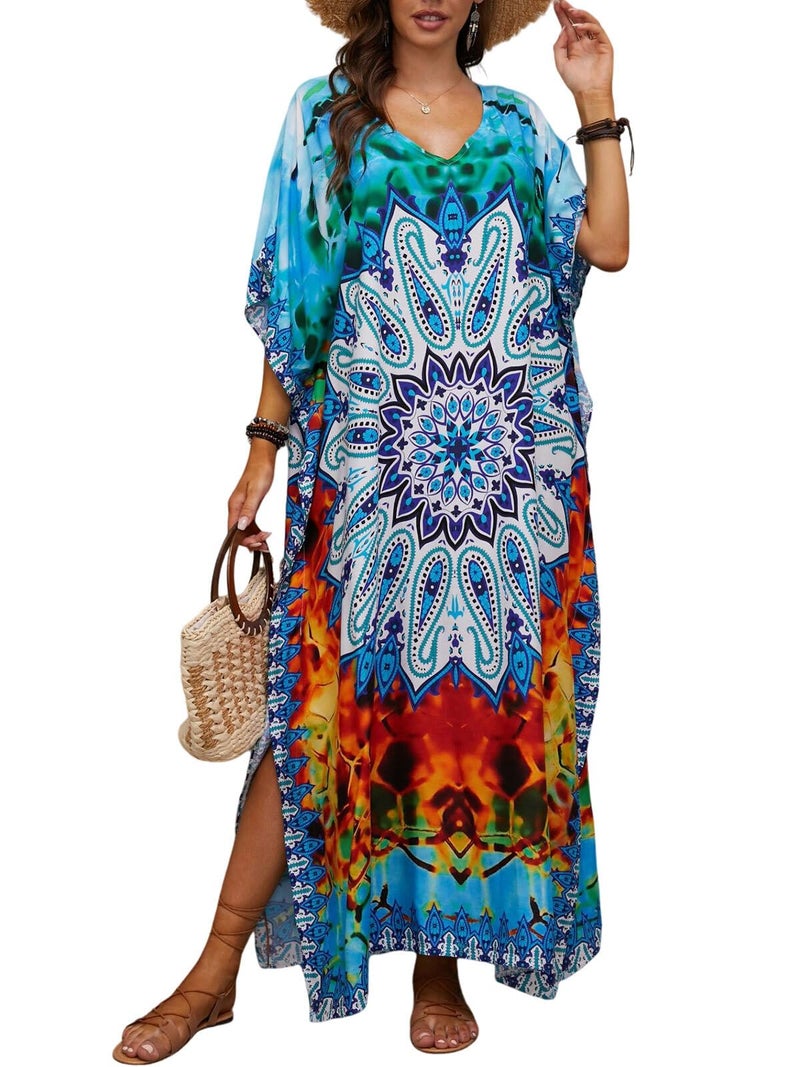 IMAGEKOPE Kaftan Dresses for Women Plus Size Bathing Suit Cover up Caftan Maxi Beach Dresses - Image 1