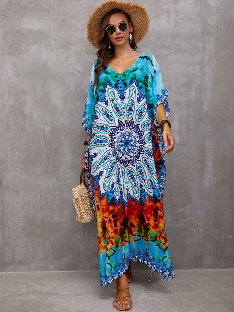 IMAGEKOPE Kaftan Dresses for Women Plus Size Bathing Suit Cover up Caftan Maxi Beach Dresses - Image 5