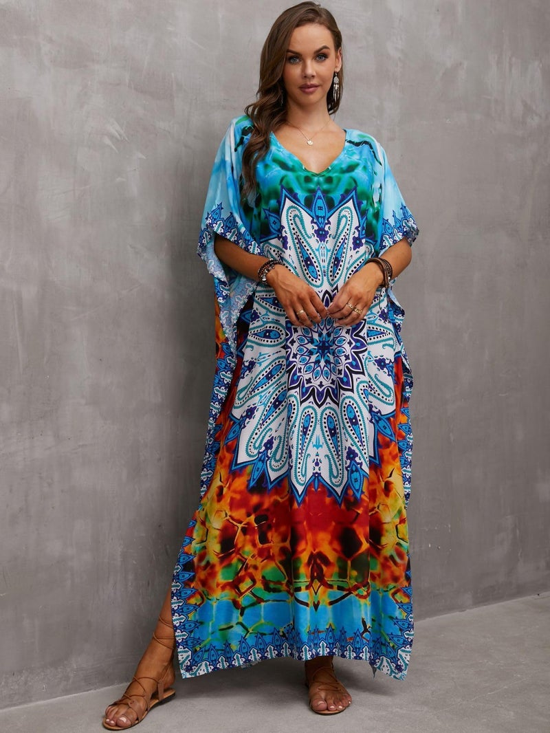 IMAGEKOPE Kaftan Dresses for Women Plus Size Bathing Suit Cover up Caftan Maxi Beach Dresses - Image 2