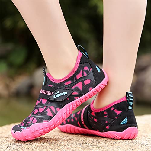 UBFEN Water Shoes for Kids Boys Girls Aqua Socks Barefoot Beach Sports Swim Pool Quick Dry Lightweight Toddler Little Big Kid A Pink 13 Little Kid - Image 5