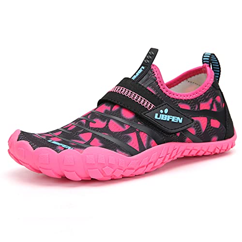 UBFEN Water Shoes for Kids Boys Girls Aqua Socks Barefoot Beach Sports Swim Pool Quick Dry Lightweight Toddler Little Big Kid A Pink 13 Little Kid - Image 2