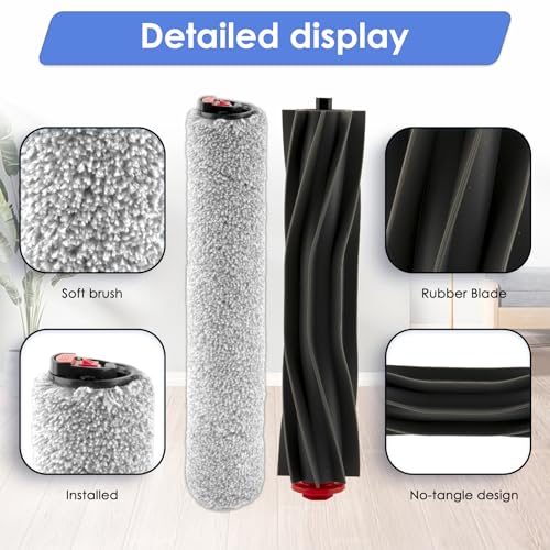 FILTERIST (4 Pack) Omni S1 Pro Replacement Roller Brushes Compatible With Eufy Omni S1 Pro Robot Vacuum Cleaner, Main Brushes Accessories Kit, 2 Rubber Roller Brushes, 2 Roller Mops - Image 5