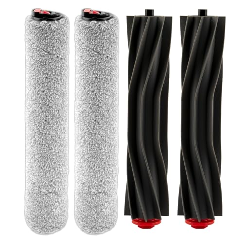 FILTERIST (4 Pack) Omni S1 Pro Replacement Roller Brushes Compatible With Eufy Omni S1 Pro Robot Vacuum Cleaner, Main Brushes Accessories Kit, 2 Rubber Roller Brushes, 2 Roller Mops - Image 1