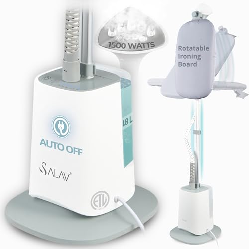 SALAV Standing Garment Steamer w/Smart Auto-Off, 1500W Powerful Steam, Adjustable Ironing Board, 6 Steam Settings for Various Fabric Types, LED Display, Fast Wrinkle Removal for Home & Business Use - Image 1