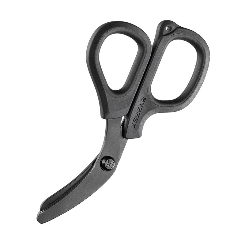 XShear Mini 6" Trauma and Nurse's Shear. Razor sharp and compact scissors, perfect for EMTs, doctors, ICU, wound care and bandages (All Black) - Image 1
