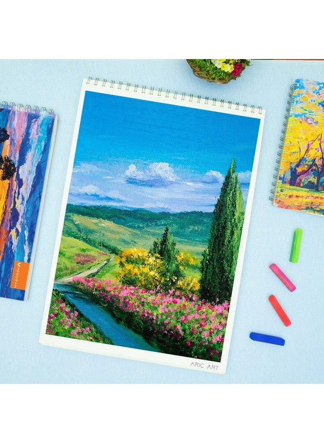 MENORAH مينوراه - دفتر رسم A3، لوح رسم - 140 جرام، 100 صفحة/50 ورقة - دفتر رسم مربوط بسلك معدني - (29.7 × 42.0 سم) - تصميم وادي الزهور - Image 4