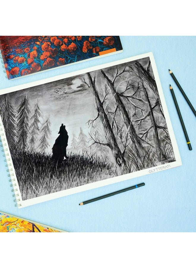 MENORAH مينوراه - دفتر رسم A3، لوح رسم - 140 جرام، 100 صفحة/50 ورقة - دفتر رسم مربوط بسلك معدني - (29.7 × 42.0 سم) - تصميم وادي الزهور - Image 5