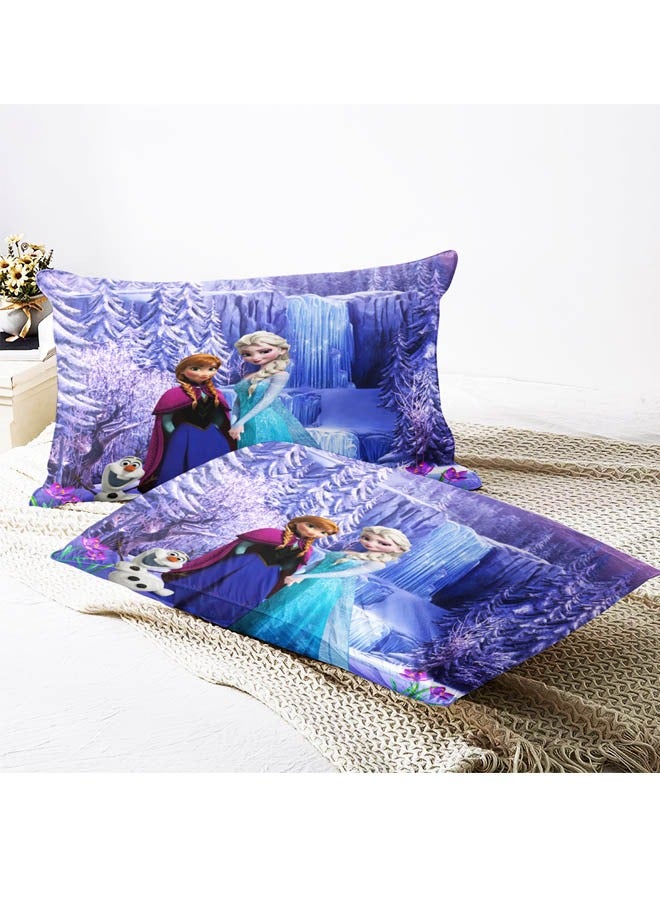 Cartoon Frozen pattern bedding three-piece set of soft microfiber polyester sheets including cover and two pillowcases (size 150cmX200cm)  - Image 4