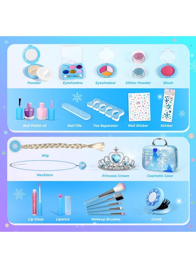 INNOCHEER INNOCHEER Kids Makeup Kit for Girl Toys, Frozen Makeup Set for Girls, Real Washable Makeup Kit for Girls, Birthday Christmas Princess Gifts for Girls Kids Toddlers Age 3 4 5 6 7 8 9 10 11 12 Year Old  - Image 3