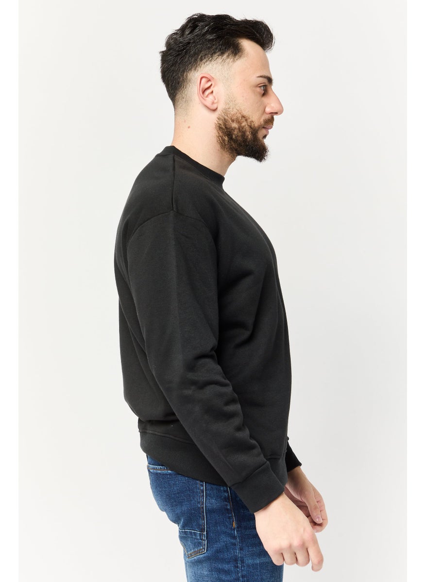 Algspar Men Sportswear Fit Long Sleeves Outdoor Sweatshirt, Black  - Image 3