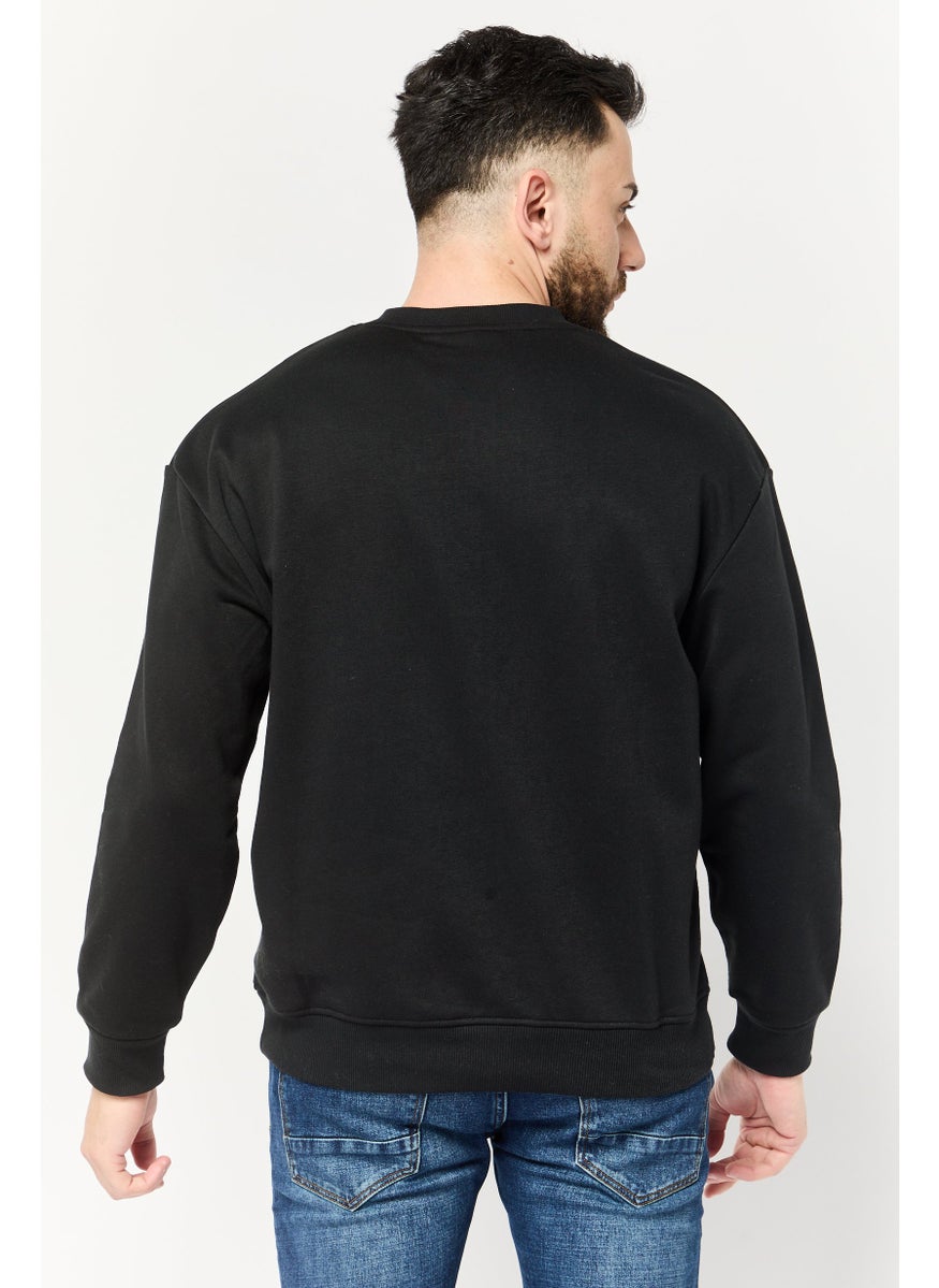 Algspar Men Sportswear Fit Long Sleeves Outdoor Sweatshirt, Black  - Image 4