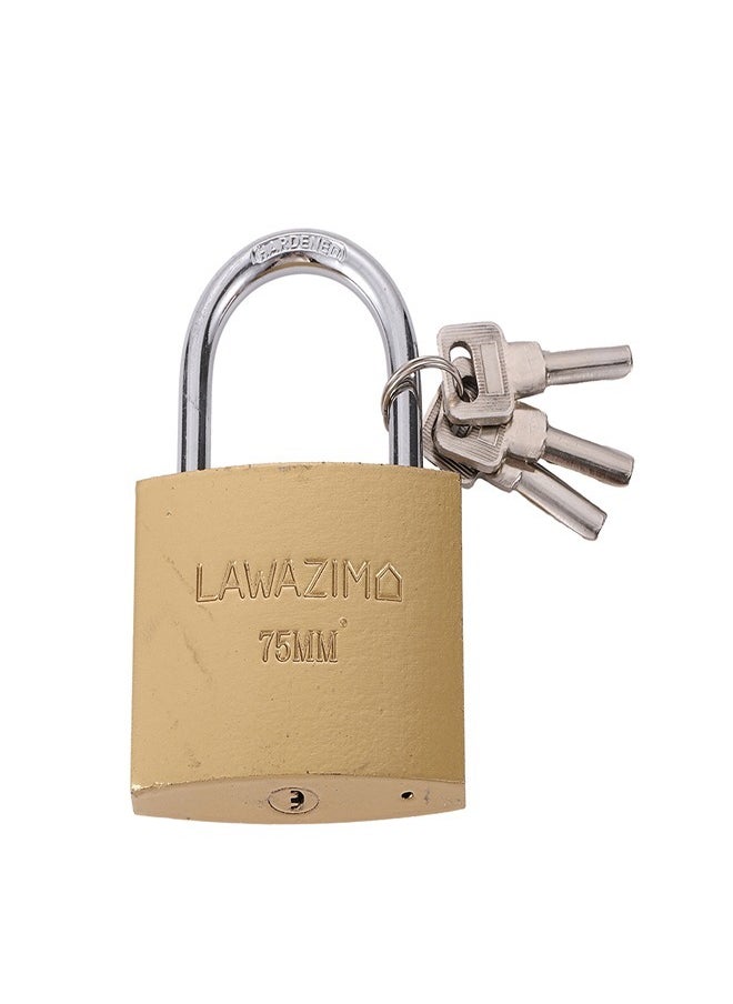 LAWAZIM Brass Padlock - Pack of 3 75mm - HeavyDuty Shackle Keyed Pad Lock for Hasp Latch Gym Locker Toolbox Gate Shed Storage Unit Cabinet Weatherproof Rust-Resistant Secure Locking Mechanism  - Image 4