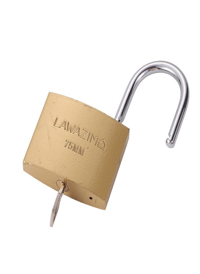 LAWAZIM Brass Padlock - Pack of 3 75mm - HeavyDuty Shackle Keyed Pad Lock for Hasp Latch Gym Locker Toolbox Gate Shed Storage Unit Cabinet Weatherproof Rust-Resistant Secure Locking Mechanism  - Image 3