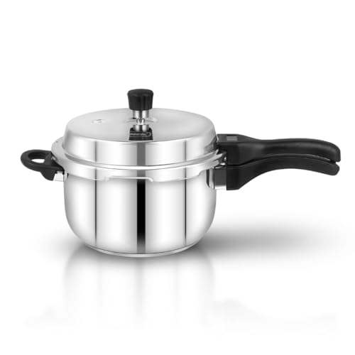 Pencil Pristine Stainless Steel Pressure Cooker Outer Lid | Gas stove and Induction Compatible | Triply Base, Heavy Bottom/Impact Bonded/Capsulated Bottom |5 Litres (Silver) - Image 1